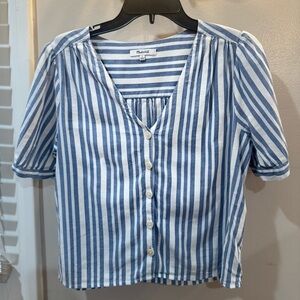 Madewell Plaza Button-Front Shirt in Stripe (Size Large) - with a few times